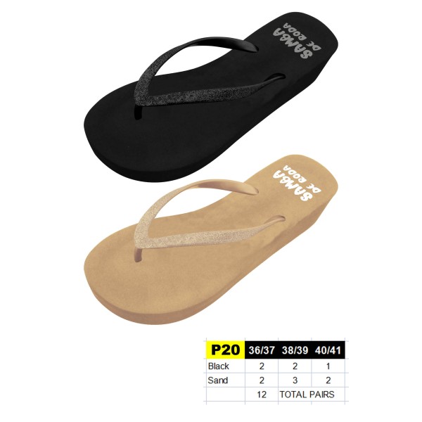 P20 - Tongs Compensées - du 36 au 41 - 2 couleurs - 12 paires